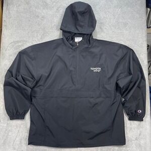 Champion Windbreaker Mens 2XL Black Toyota Racing Packable Quarter Zip Jacket